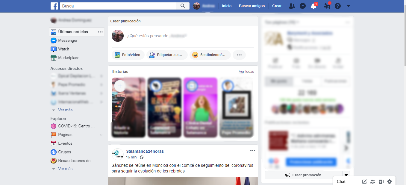 Diseño antiguo de Facebook